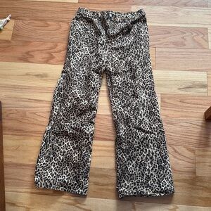 High Rise Wide Leg Jeans in Leopard Print